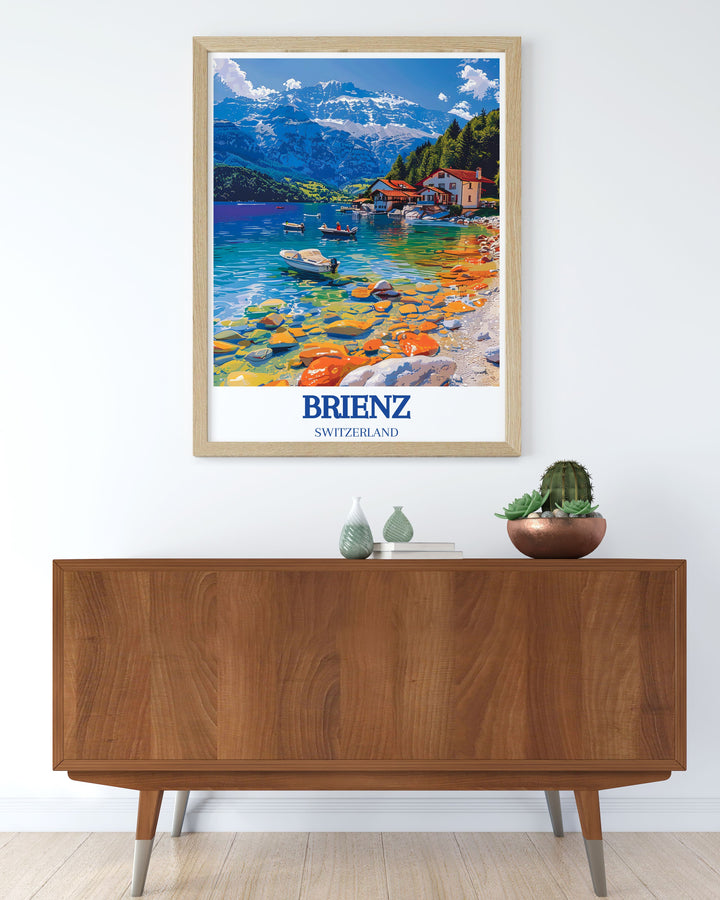 Swiss Alps poster of Lake Brienz and Brienzer Rothorn adding a touch of adventure and sophistication to your home decor perfect for travel enthusiasts and nature lovers this print captures the essence of Switzerlands landscapes