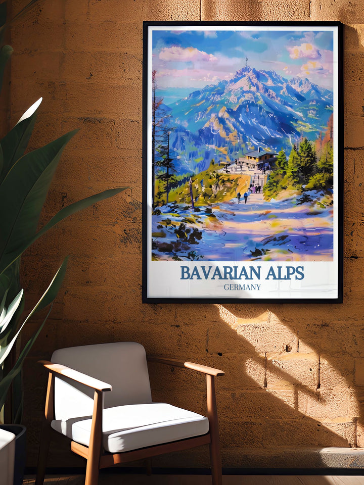 High quality Germany painting of Berchtesgaden National Park and the Bavarian Alps, capturing the regions stunning beauty and historic Eagles Nest. Ideal for art lovers who appreciate both culture and nature.