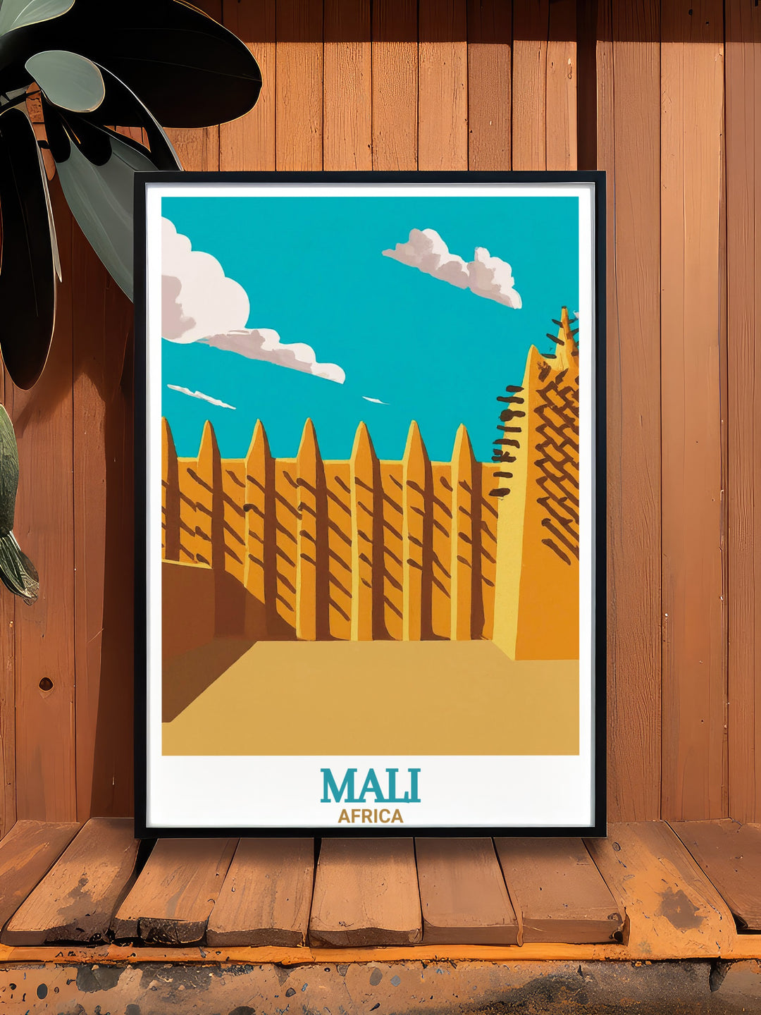 This travel poster highlights the magnificent Djenné Mosque in Mali, one of Africas most famous historical landmarks. An ideal addition to any space for those who love travel, history, and African culture.