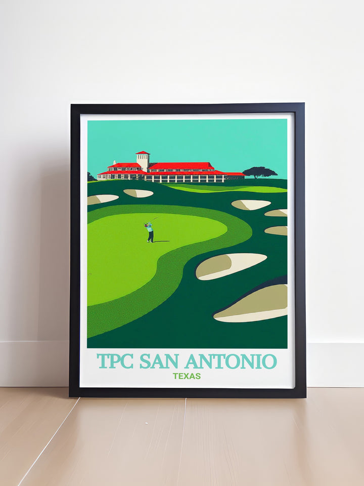 Timeless TPC San Antonio Golf Travel Print adds a refined and polished look to any room capturing the essence of the sport and the course making it an ideal gift for golf lovers and a stunning piece for your home decor