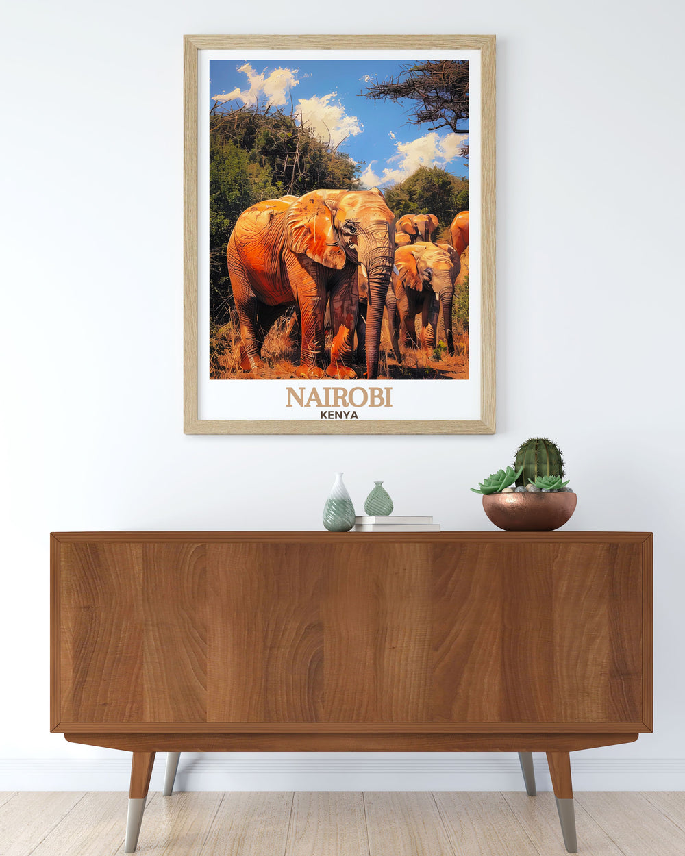 Elegant Kenya decor showcasing the natural beauty and wildlife of the region includes stunning living room decor and modern prints from the David Sheldrick Wildlife Trust