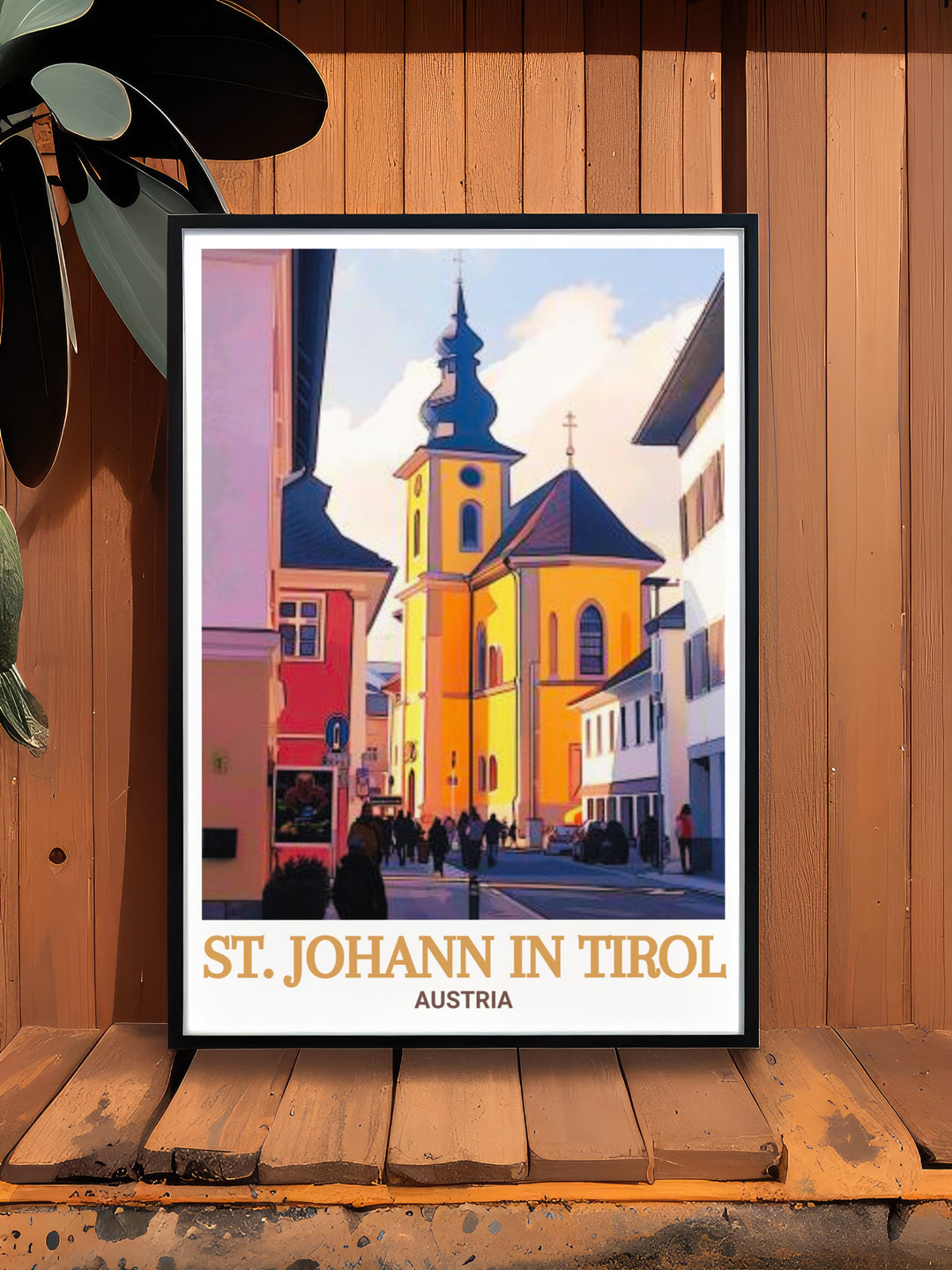 St. Johann in Tirol shines in this beautiful Austria travel poster, showcasing its snow capped peaks and charming architecture. The addition of the stunning St. Johann Parish Church makes this print a perfect choice for anyone seeking a unique Austria gift.