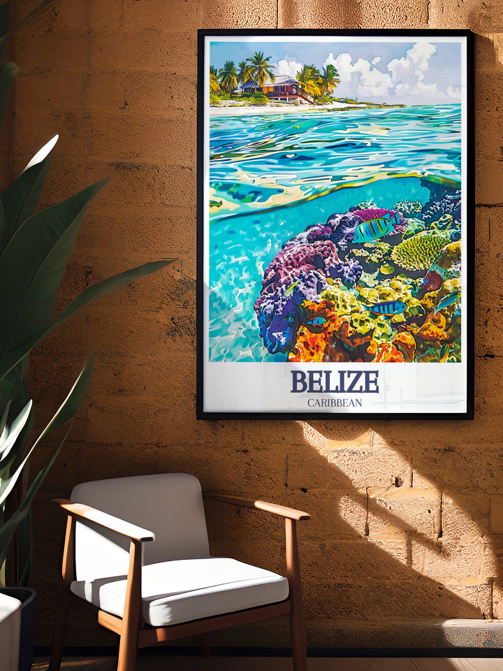 Belize Barrier Reef Belize Coast poster offering a captivating glimpse into the diverse and beautiful ecosystem of the Caribbean ideal for creating a relaxing and inspiring atmosphere in any room
