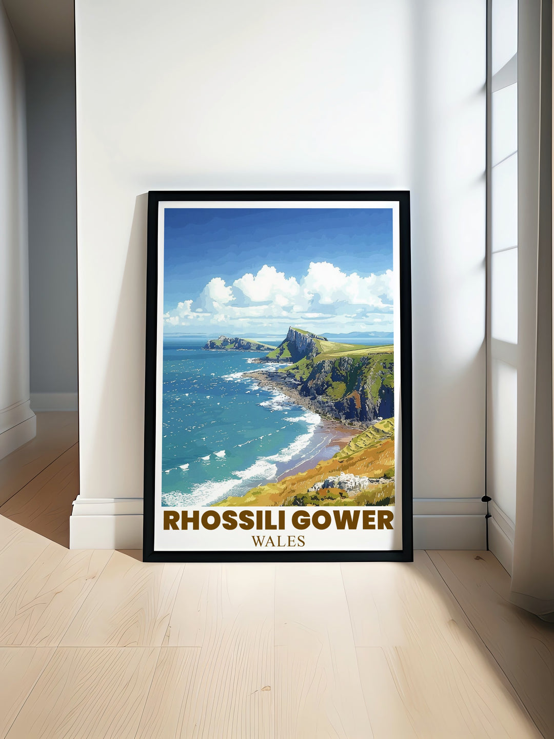 Worms Head art showcasing dramatic coastal views from Gower Beach ideal for elegant home decor