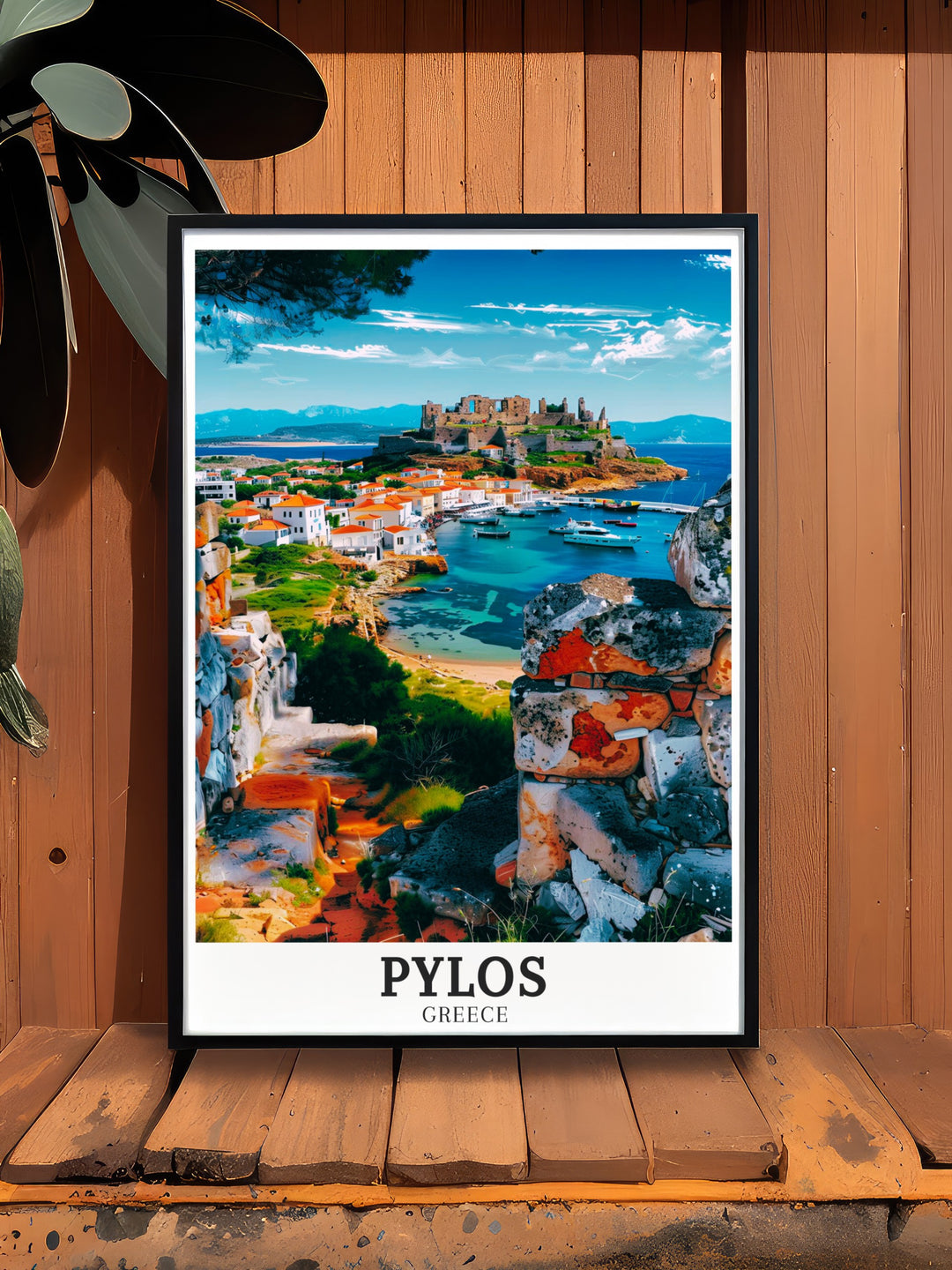 This Pylos Poster showcases Navarino Castle Ruins Peloponnese a striking piece of art that brings the charm and history of Greece into your home ideal for creating a tranquil and culturally enriched atmosphere