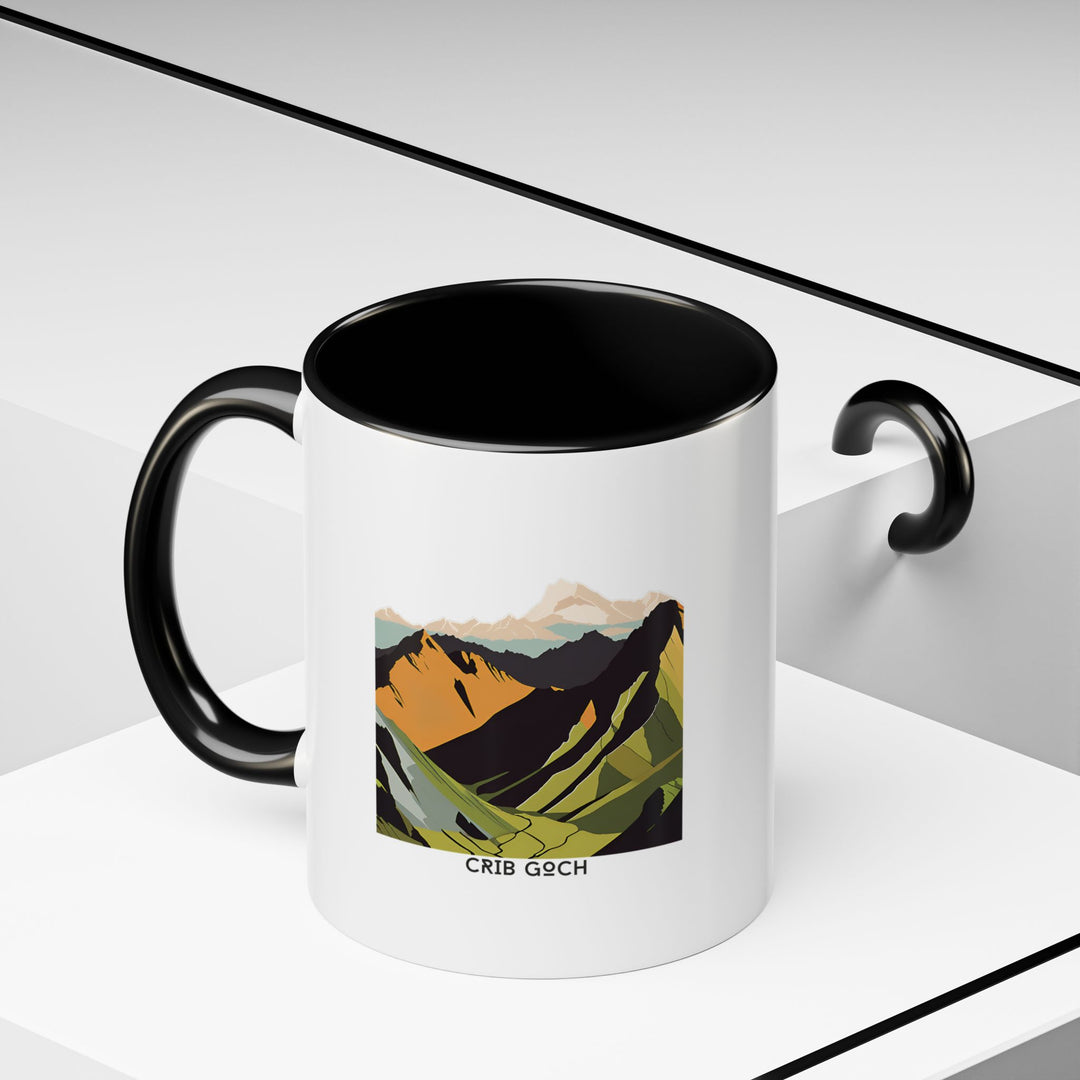 A stylish Crib Goch mug designed with scenic artwork of Snowdonia’s famous ridge. Dishwasher-safe ceramic construction ensures durability, making it a perfect travel souvenir or thoughtful gift for nature and adventure lovers.