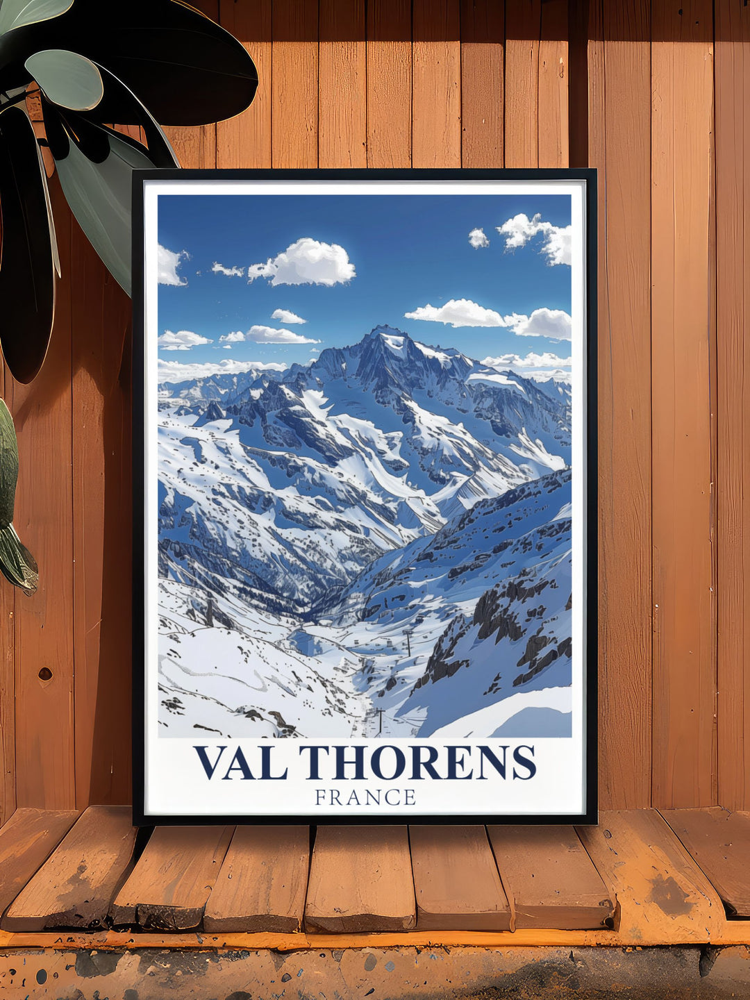 Val Thorens and Cime Caron come to life in this beautiful ski print. The French Alps iconic resort is depicted in crisp detail, making this travel poster an ideal addition to any home or office space for those who cherish winter sports.