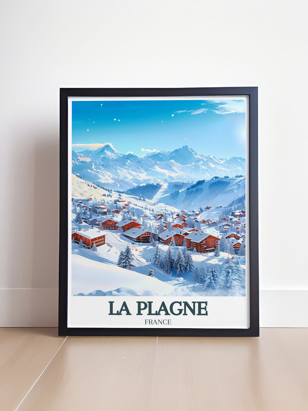 Bring the beauty of the French Alps into your home with this La Plagne Wall Art highlighting Aime La Plagne Paradiski Ski Area. This travel print captures the thrilling energy of La Plagne France making it a great addition to any ski lovers wall decor collection.