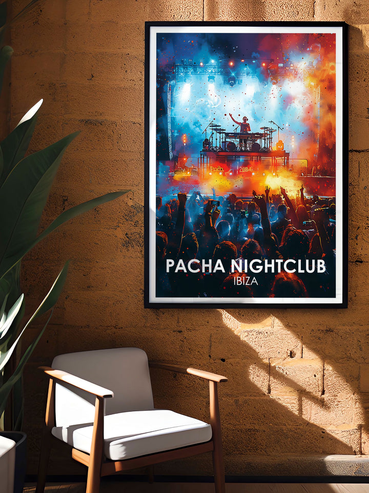 Privilege Ibiza and Pacha Ibiza stunning wall art that captures the thrill of the island's nightclubs ideal for enhancing your home decor with a modern touch