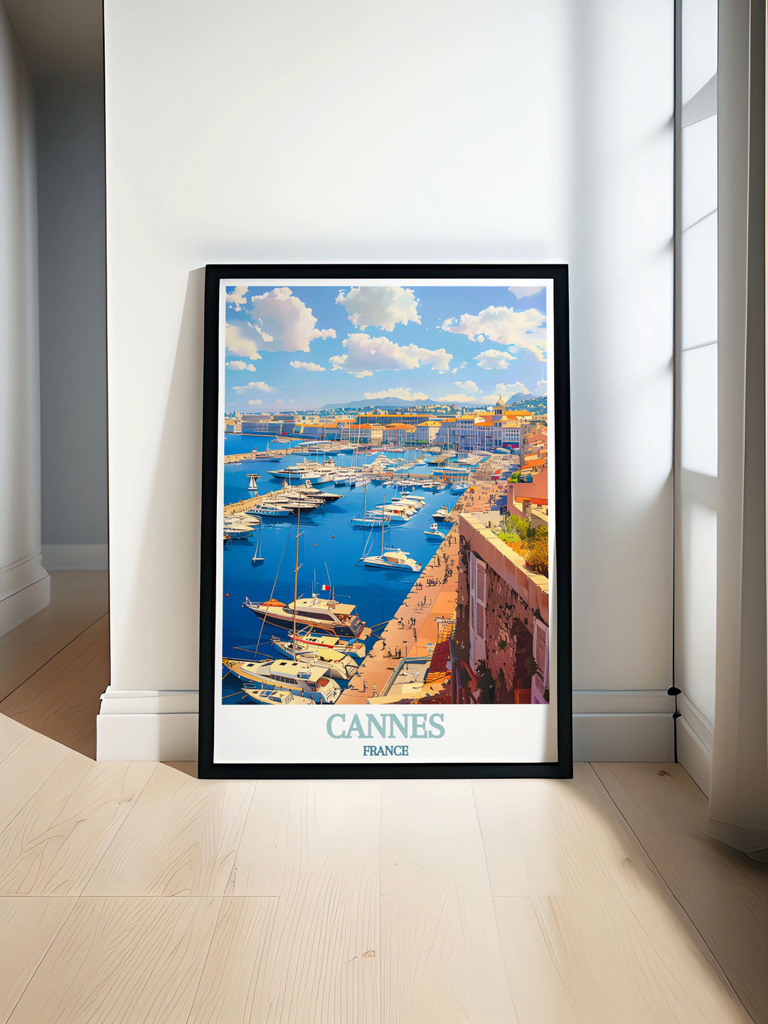 Beautiful Le Vieux Port wall art showcasing the vibrant atmosphere of Cannes perfect for adding a touch of French elegance to any room this France travel print captures the essence of the historic harbor a must have for any art lover and home decor enthusiast