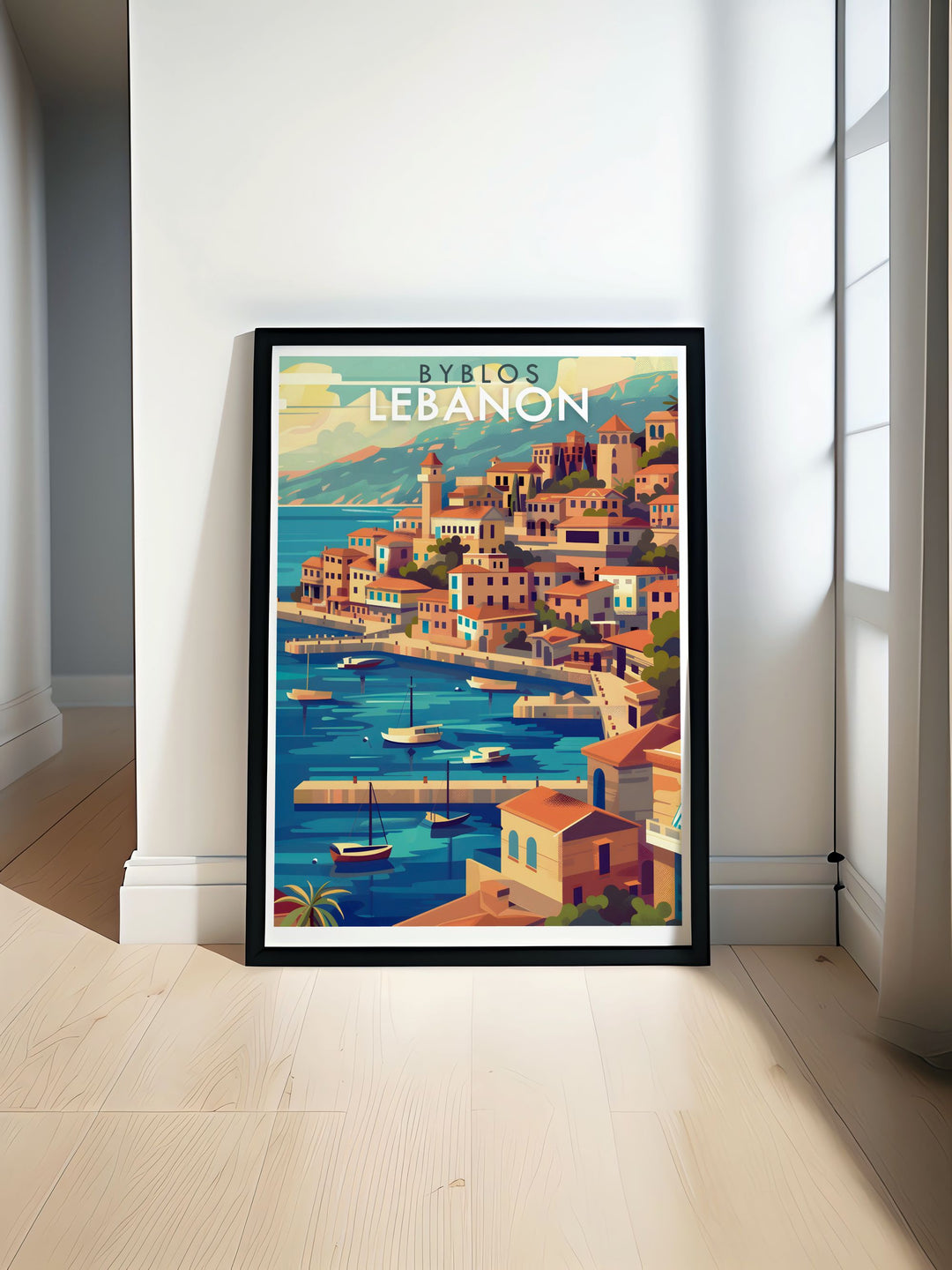 Beirut Print capturing the vibrant cityscape and rich cultural heritage of Lebanon complemented by Byblos vintage print showcasing ancient ruins and Mediterranean beauty perfect for home decor and gifts for travel enthusiasts and art lovers