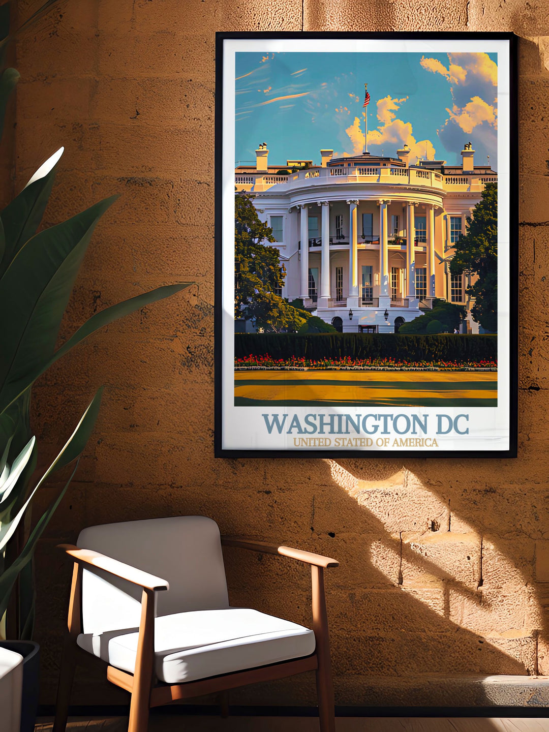 Beautiful Washington DC art print featuring The White House and botanical garden. This fine line print is ideal for modern home decor and makes a great gift for anniversaries birthdays and Christmas. Add a piece of Washington DC to your home with this elegant print.