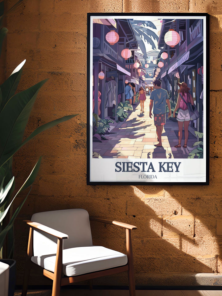 Gorgeous Siesta Key Village Ocean Boulevard wall art showcasing the lively and picturesque environment of Siesta Key perfect for adding a touch of coastal elegance to your home and creating a beautiful display of Florida artwork.