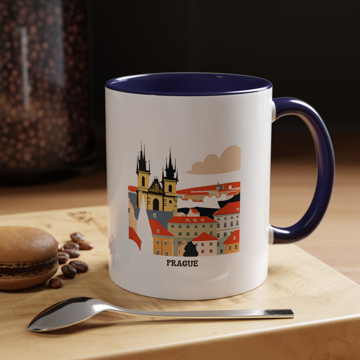 A beautifully designed Prague Mug showcasing vibrant artwork of Prague landmarks like Charles Bridge. Ideal for coffee lovers, it is dishwasher-safe, microwave-safe, and durable, making it perfect for daily use or as a thoughtful gift.