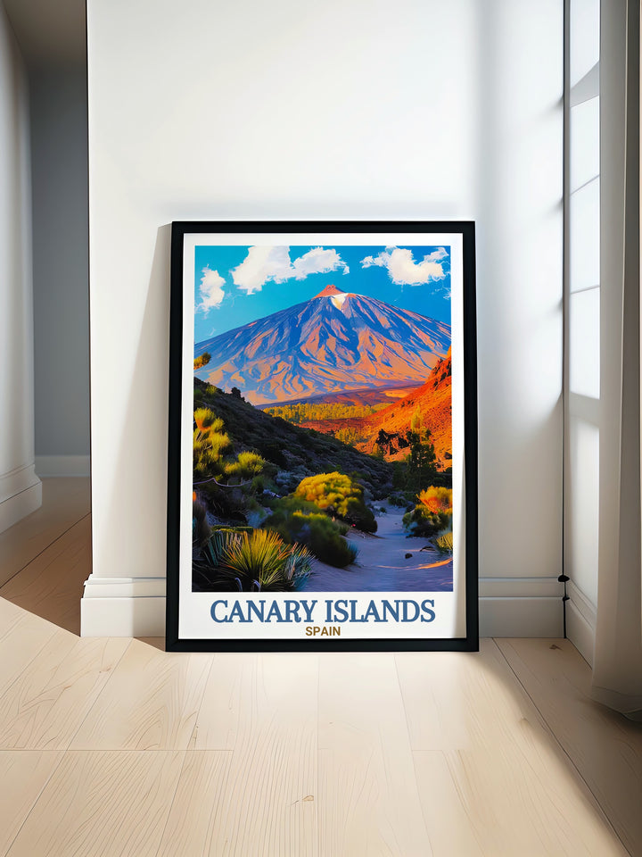 Bring the beauty of Teide National Park Tenerife into your home with this stunning Canary Islands travel print. Perfect for wall decor this art print showcases the natural landscapes of Fuerteventura and Tenerife ideal for lovers of Spain and travel.