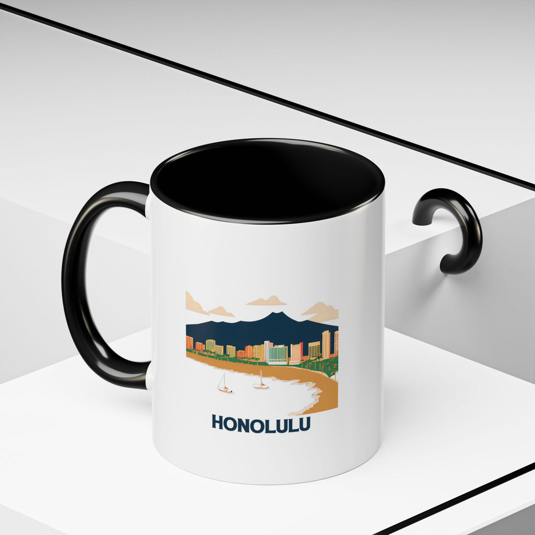 Enjoy a slice of Honolulu every day with this vibrant ceramic mug. Its durable design and dishwasher-safe convenience make it a practical gift for any occasion or a cherished personal item.