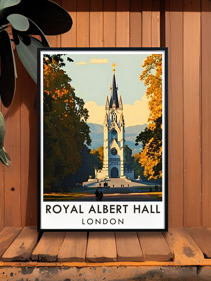 Modern art print of the Albert Memorial and Royal Albert Hall perfect wall decor for those who appreciate Londons rich cultural history and stunning architectural landmarks