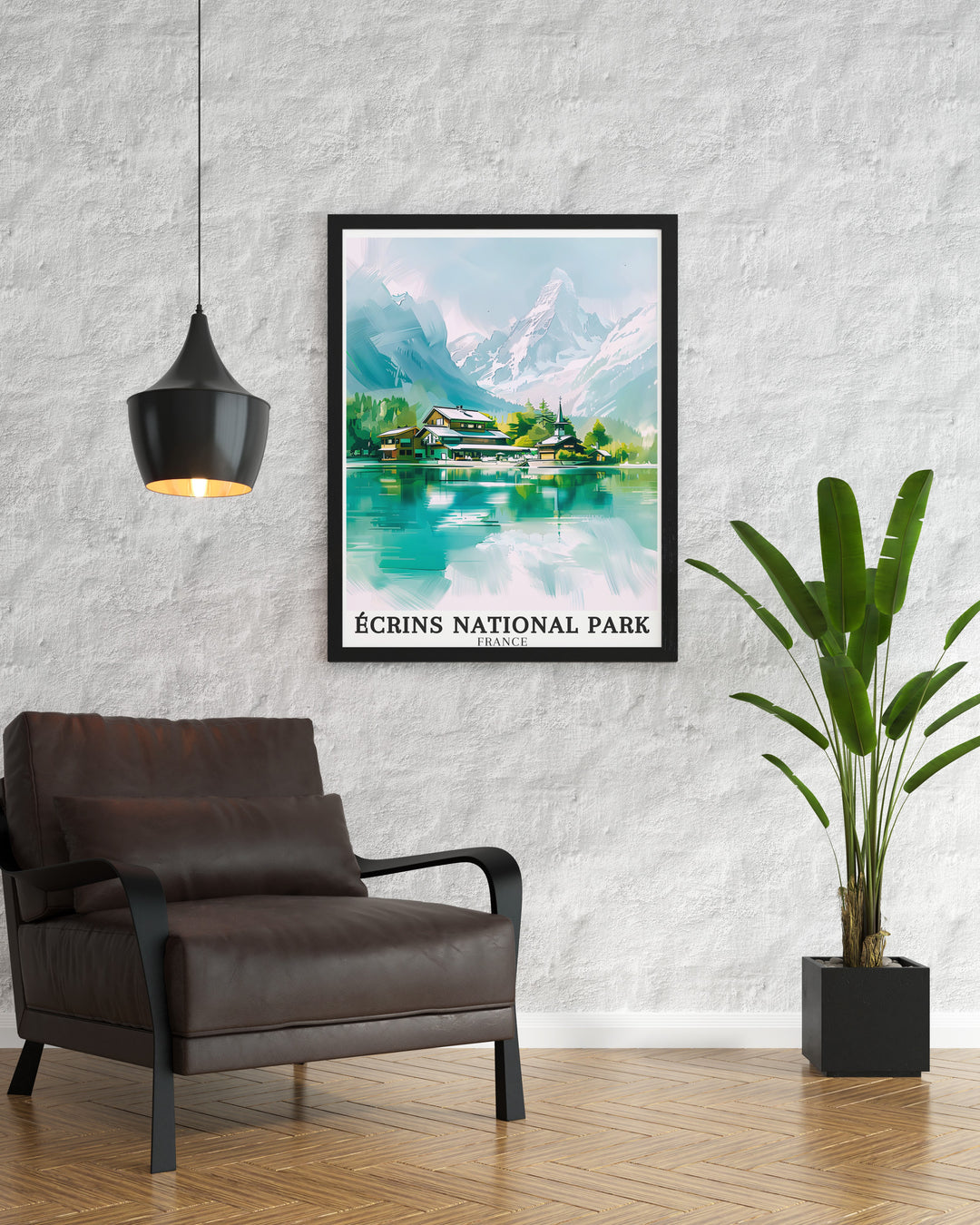 Ecrins Decor showcasing the iconic Barre des Ecrins and tranquil Lac Leman a perfect choice for anyone seeking unique France Art Print for their living area