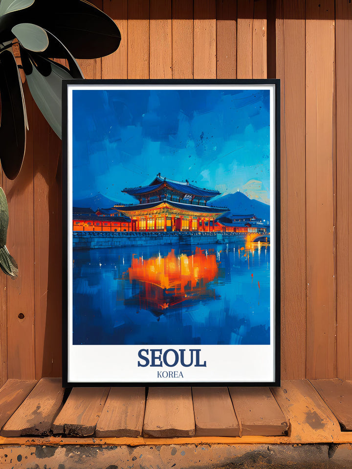 Beautiful Seoul Wall Art showcasing Gyeongbokgung Palace and Han River designed to bring a touch of South Koreas charm into your living space ideal for those who love to travel or appreciate fine art makes a thoughtful gift for any occasion