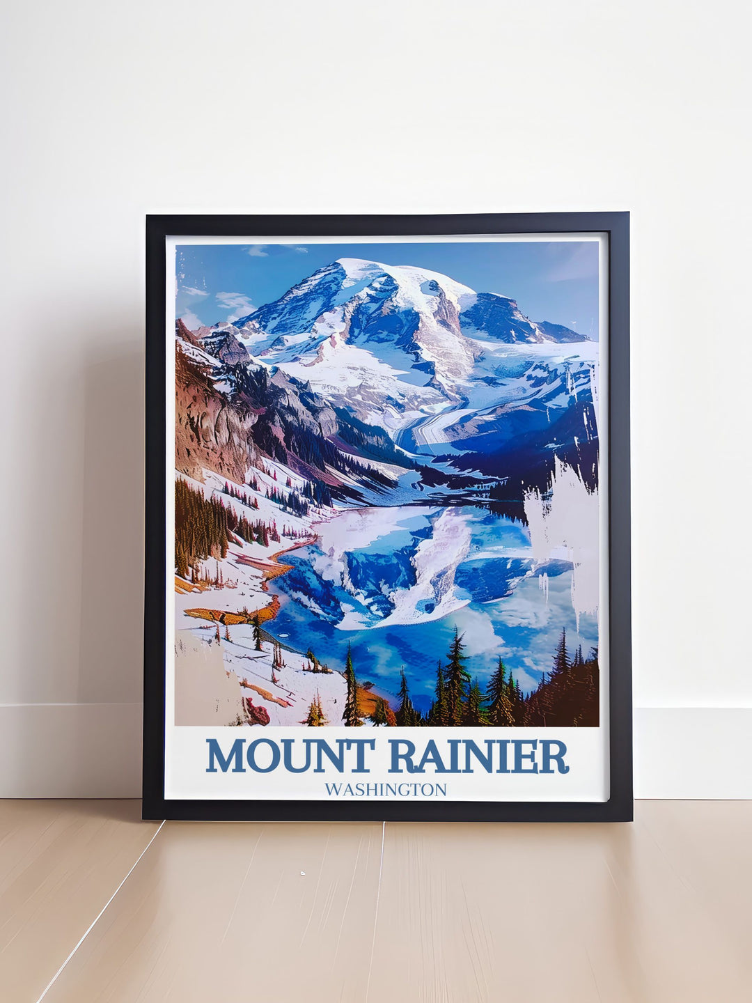 Modern decor with stunning prints of Nisqually Glacier and Nisqually Vista Loop highlighting the natural beauty of Mount Rainier perfect for any living space