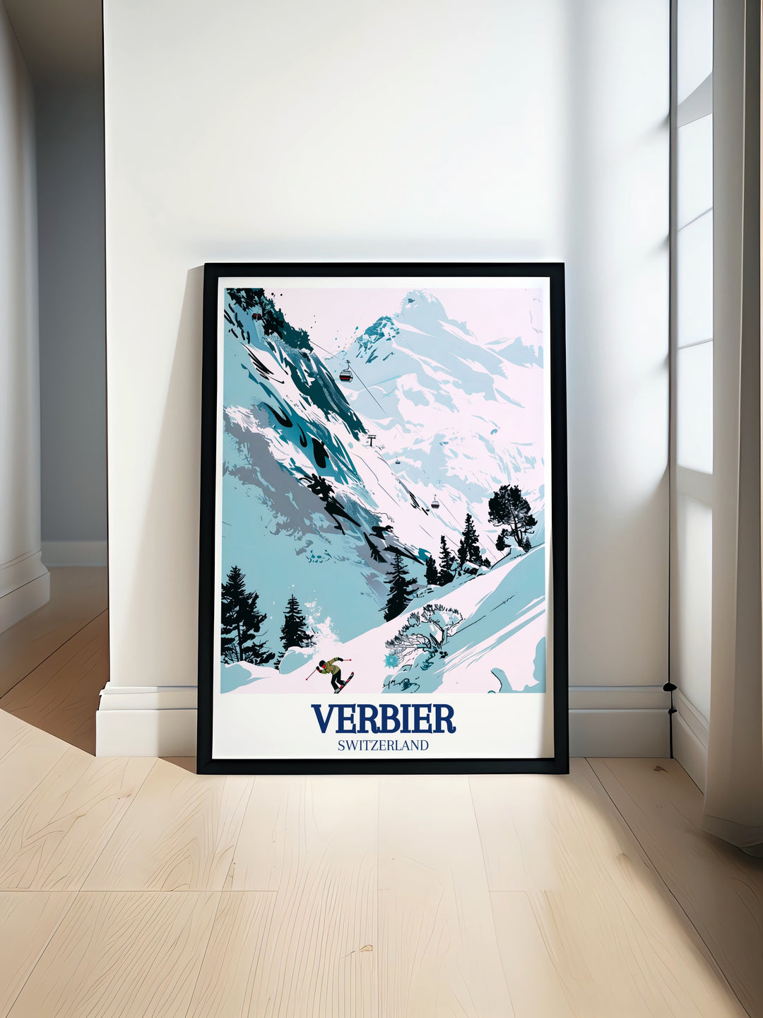 Mont Fort framed art highlights the towering beauty of Verbiers highest peak. Whether youre an avid skier or simply love alpine landscapes, this artwork offers a stunning view of Switzerlands natural wonders, making it a perfect gift for nature lovers and adventurers.