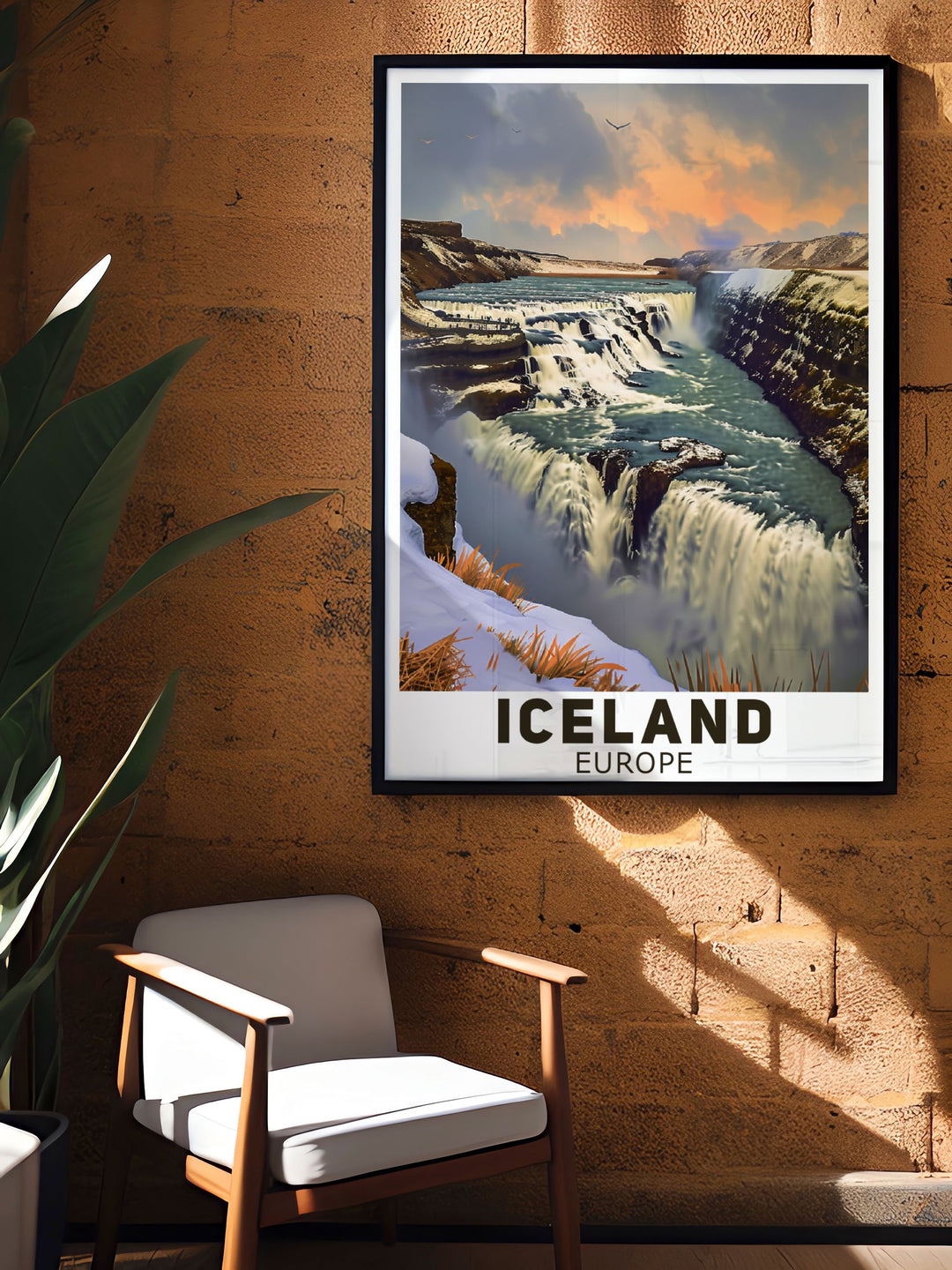 Vintage poster of the Blue Lagoon in Iceland, showcasing its milky blue waters and serene surroundings. This artwork captures the tranquil beauty of one of Icelands most famous attractions.