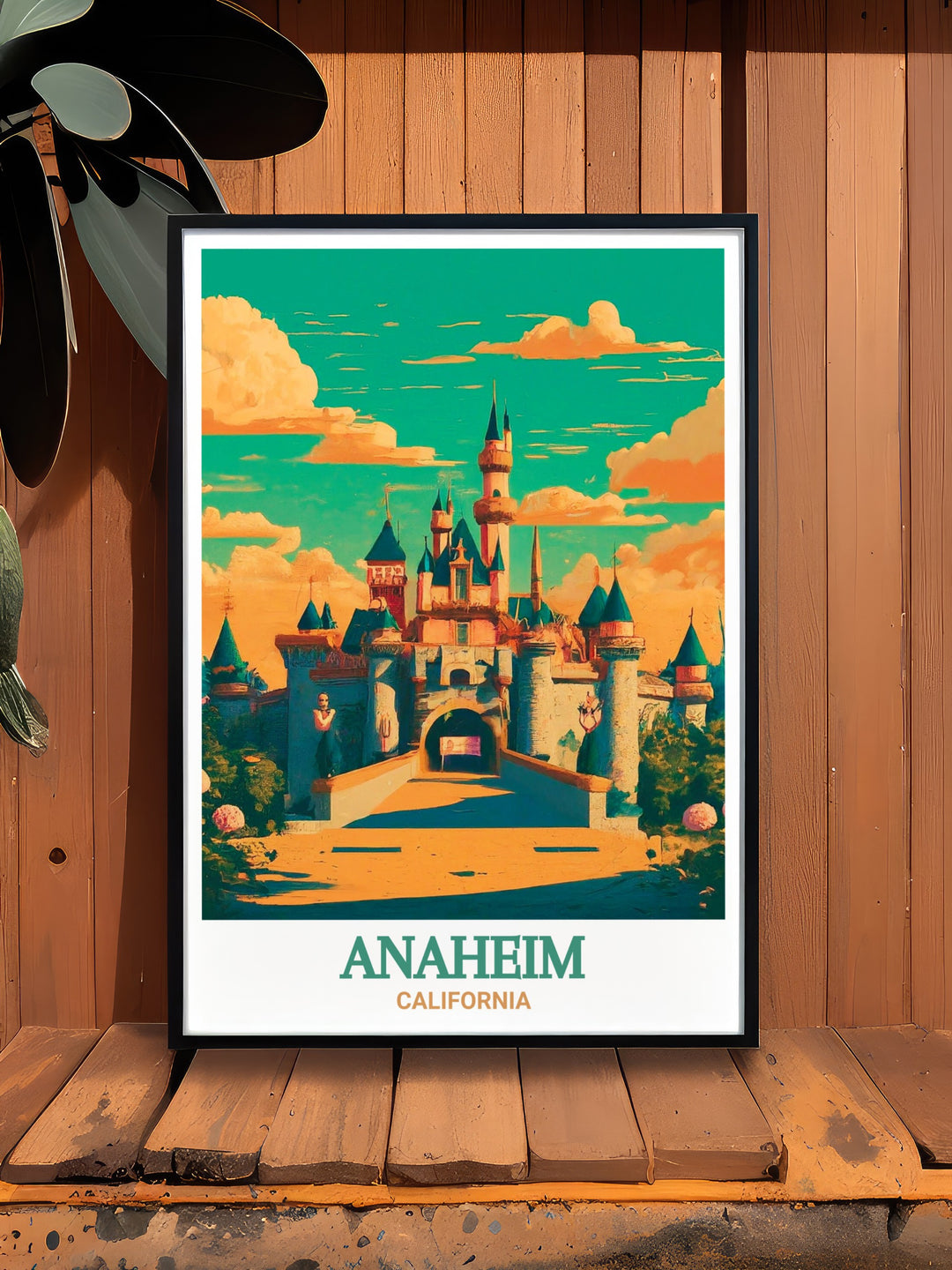 Anaheim art print showcasing the picturesque views of Disneyland Resort with its iconic attractions and lively ambiance. Perfect for Disney lovers and theme park enthusiasts.