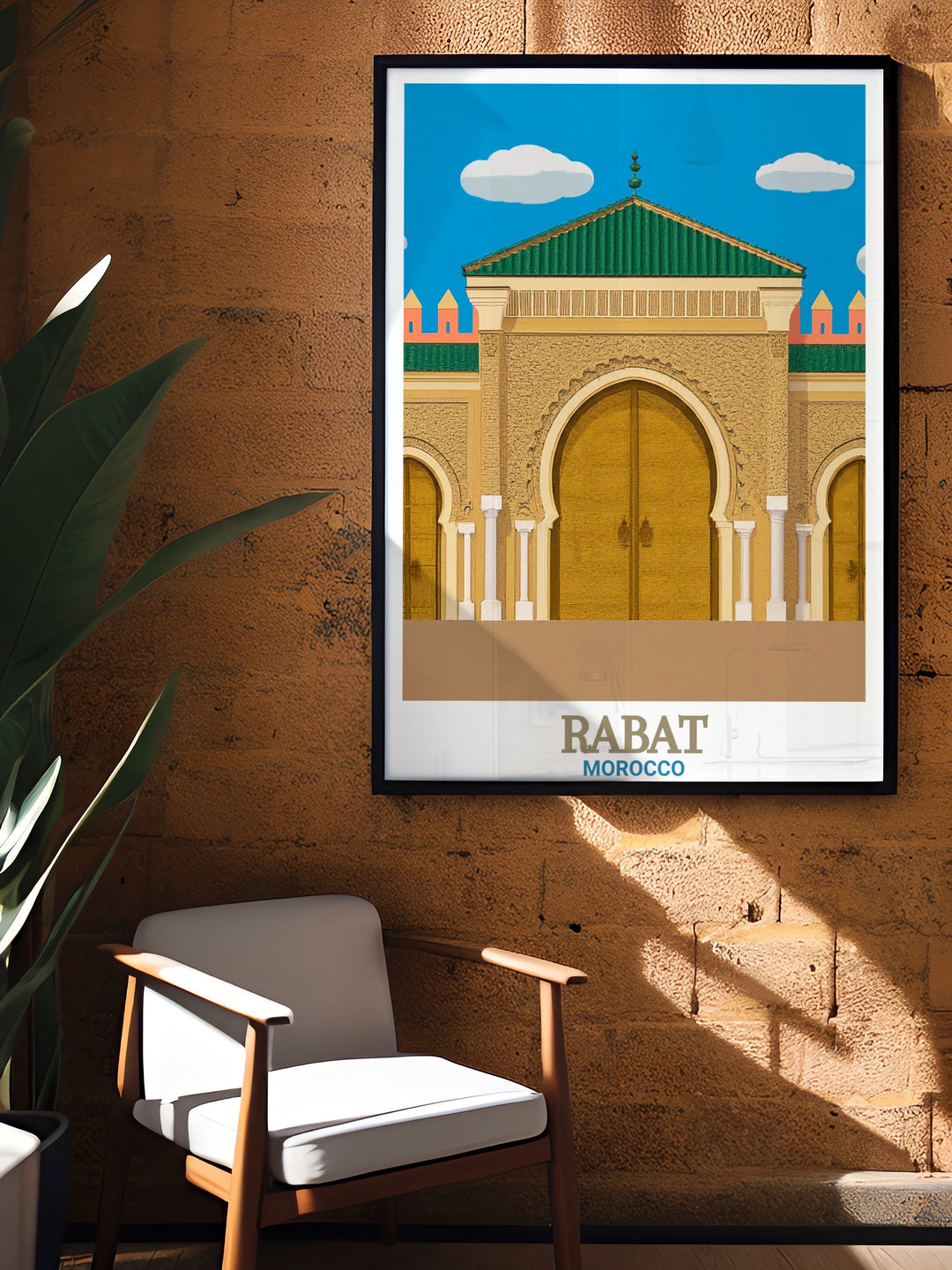 Rabat Travel Poster Print featuring Royal Palace a beautiful and vibrant art piece perfect for those who love to travel and explore new cultures an excellent choice for home decor and personalized gifts capturing the essence of Moroccos capital