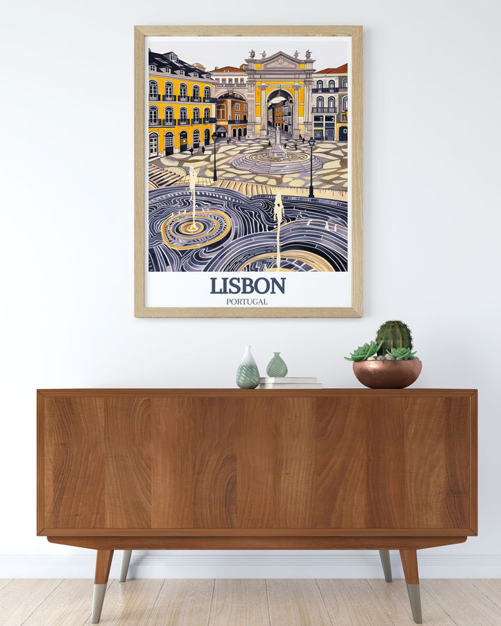 Portugal Art Decor featuring Praca do Comercio and Rossio Square makes a stunning addition to your home or office. Whether as a gift or personal decor, this Lisbon Print offers a touch of sophistication to any space.