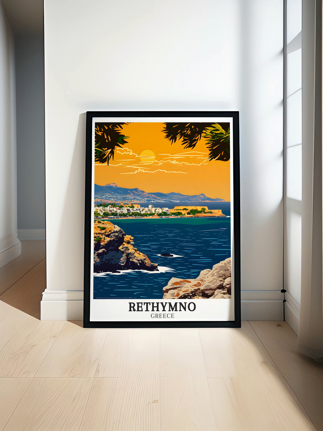 Rethymno Poster Print showcasing the beautiful Fortezza Crete offers a stunning addition to any home wall decor perfect for fans of Greece island art and travelers looking to capture the essence of this charming Greek destination