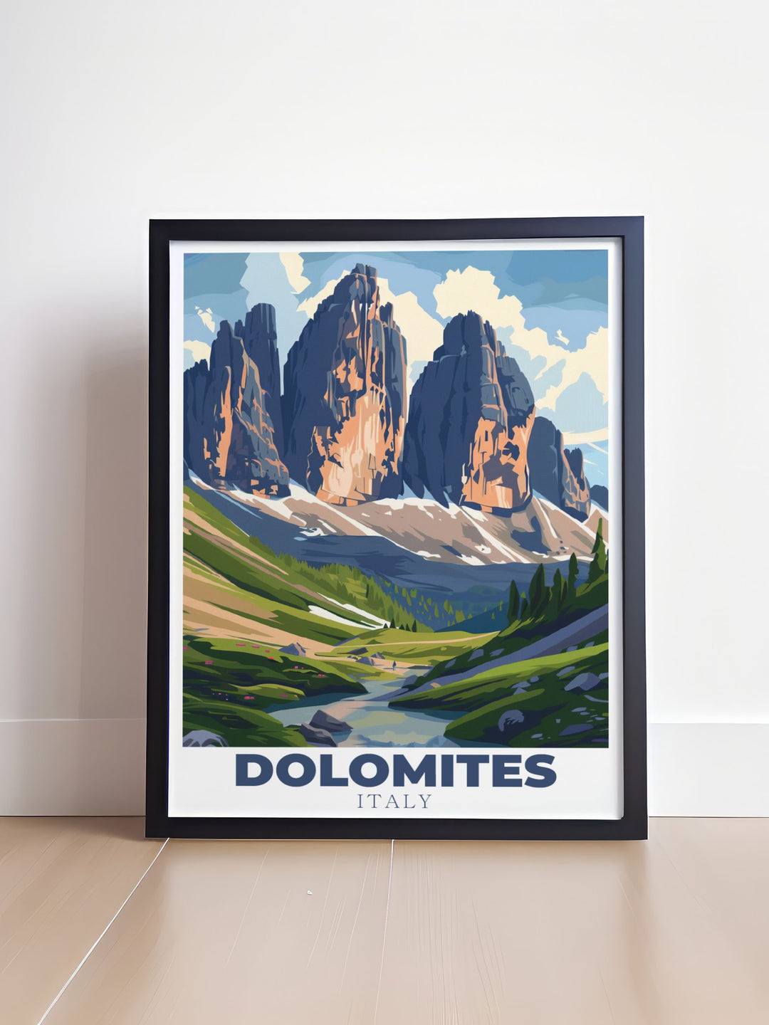 Beautiful Tre di Lavaredi Prints capturing the serene ambiance of these iconic peaks. Ideal for Italy home decor and gifts. These travel prints highlight the enchanting landscapes of the Dolomites Italy and are perfect for any room.