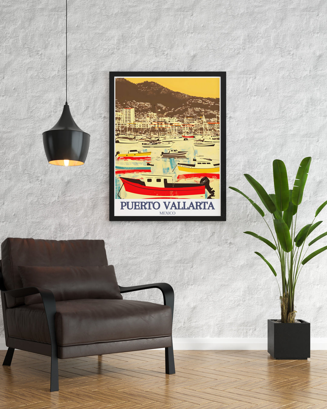 Beautiful Puebla Poster featuring detailed cityscapes and rich cultural heritage complemented by Puerto Vallarta Marina Pacific Ocean elegant home decor perfect for modern interiors