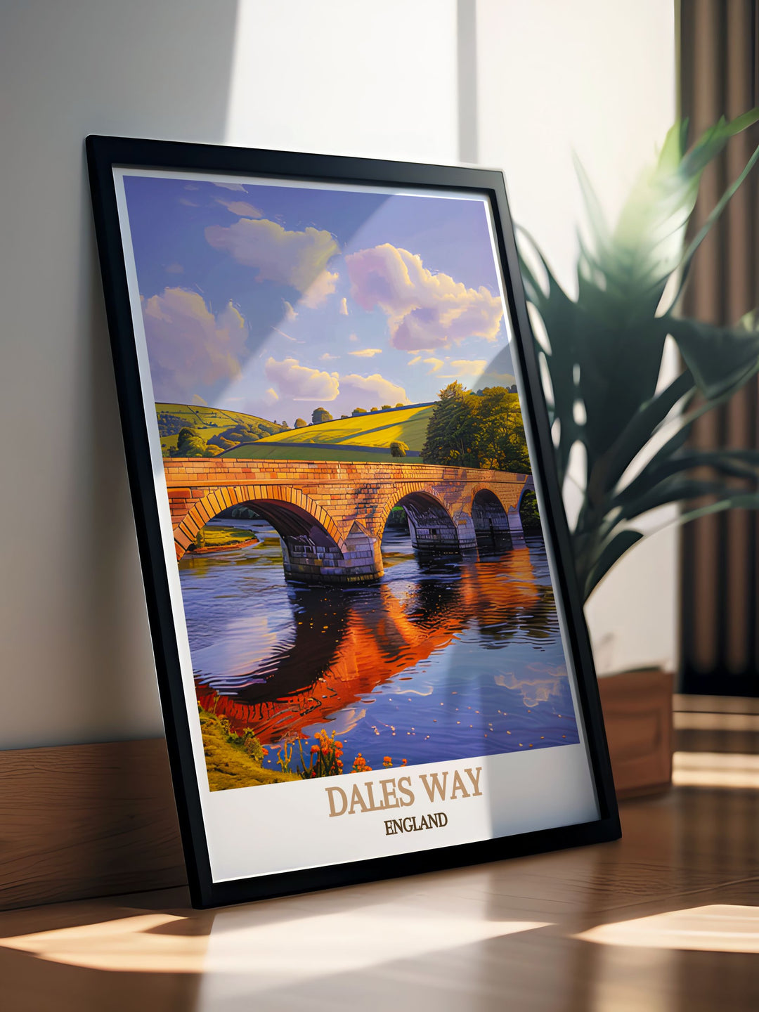 Framed art illustrating the majestic landscapes of the Dales Way in North Yorkshire, capturing the essence of Englands natural beauty.
