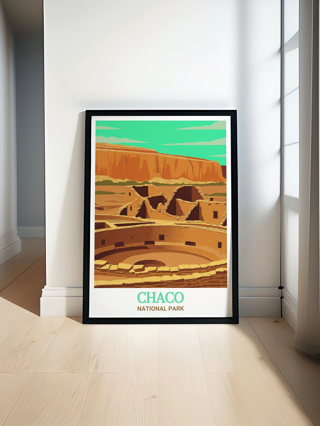 Vintage style poster of Chaco National Park and Casa Rinconada, Argentina, combining the charm of history with the beauty of nature. This print adds a timeless, cultural touch to your home or office decor.