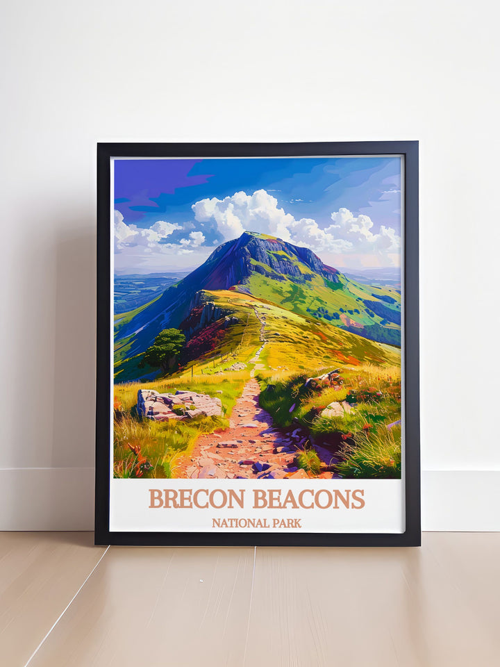 Stunning gallery wall art of Pen Y Fan in the Brecon Beacons National Park, showcasing the mountains dramatic slopes and breathtaking views. Perfect for adding a touch of Welsh natural beauty to any room, this piece captures the essence of South Wales highest peak.