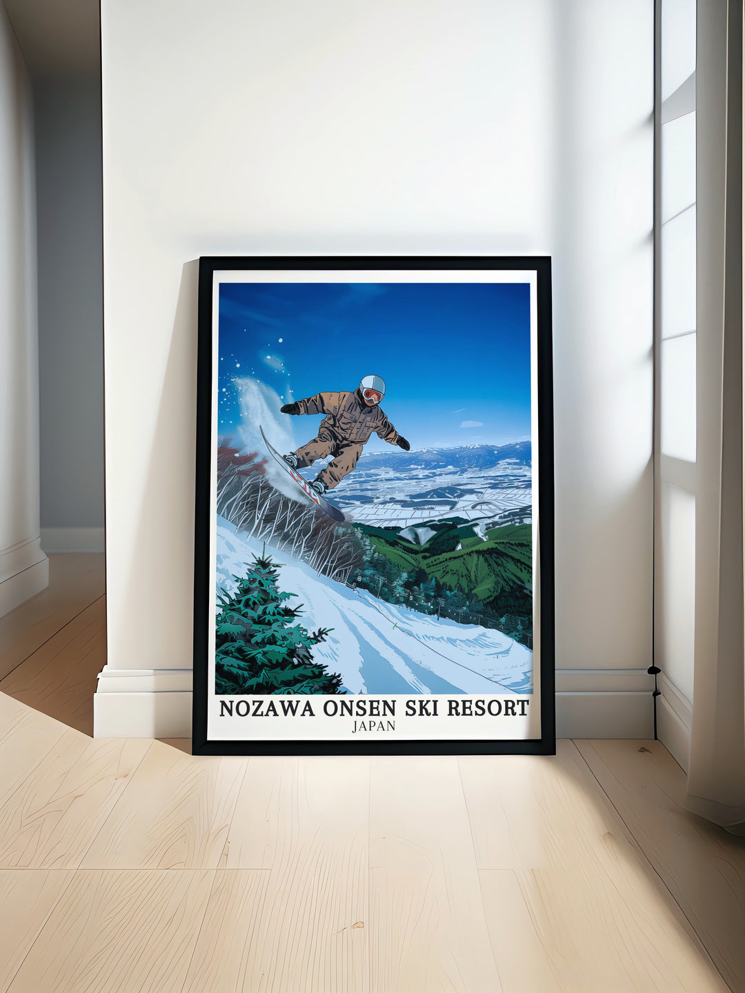 Yamabiko Area Wall Poster reflects the majestic views and the exciting ski trails of Nozawa Onsen, making it an excellent choice for decorating your space with a touch of Japanese winter charm.