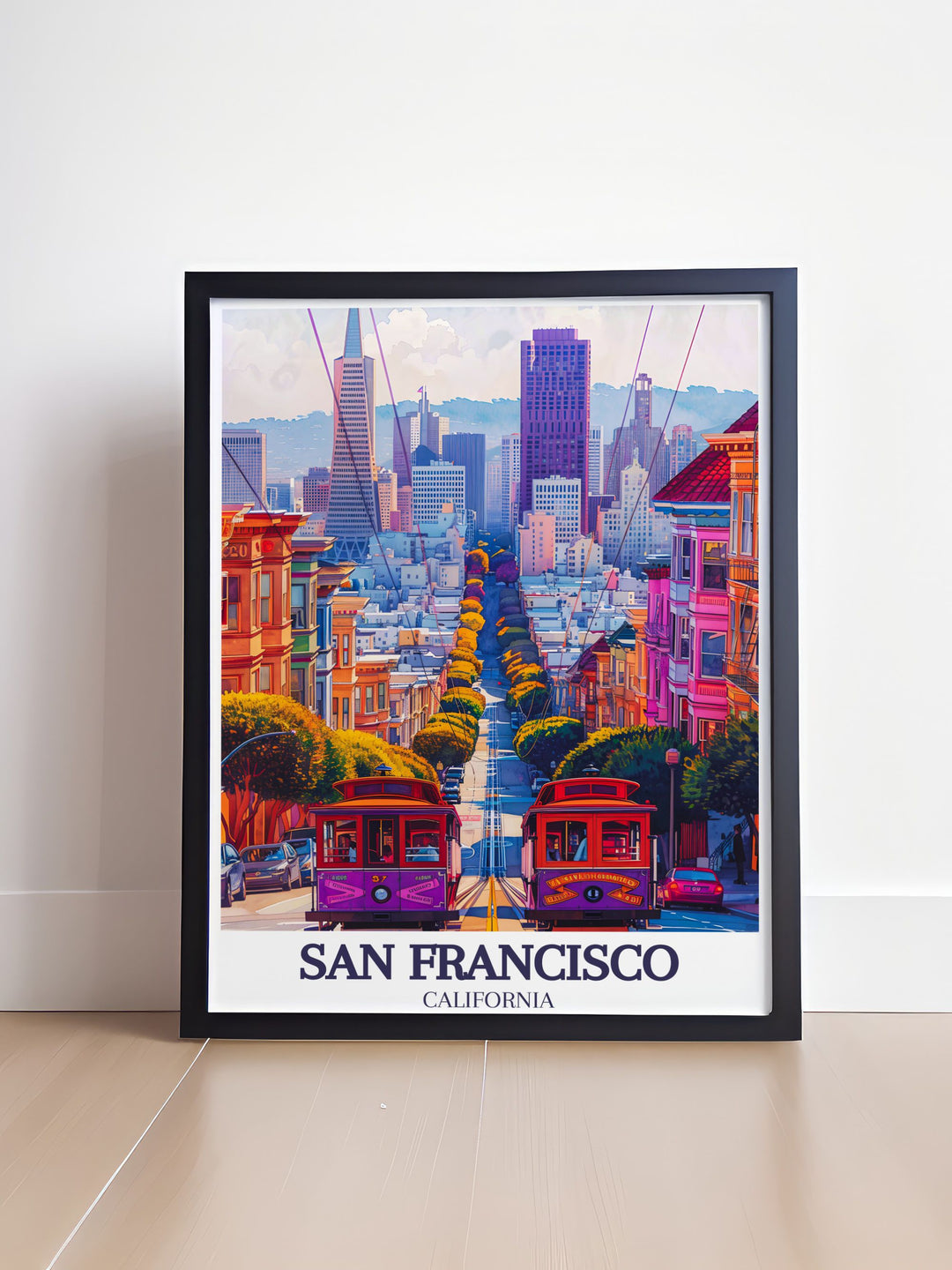 This San Francisco wall art captures the dynamic energy of the city, combining the unique topography of Taylor Street with the grandeur of the Golden Gate Bridge. Ideal for coastal decor lovers and urban design enthusiasts alike.