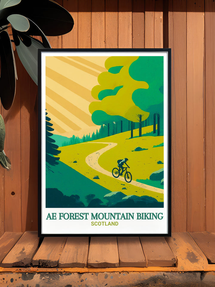 An ideal gift for biking enthusiasts, this Ae Forest poster celebrates one of Scotlands most exciting MTB destinations. The artwork highlights the thrill of Ae Forest Mountain Bike Trails, perfect for adding character to any room.