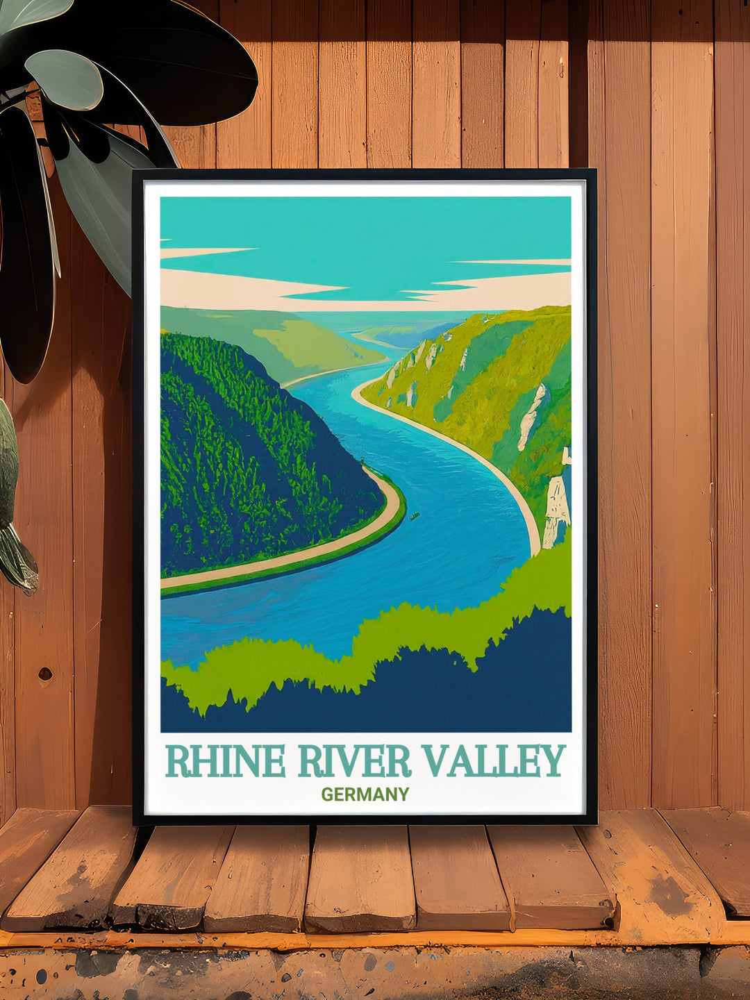 Rhine River art with beautiful Rhine Gorge modern prints perfect for Germany travel gifts and stunning living room decor