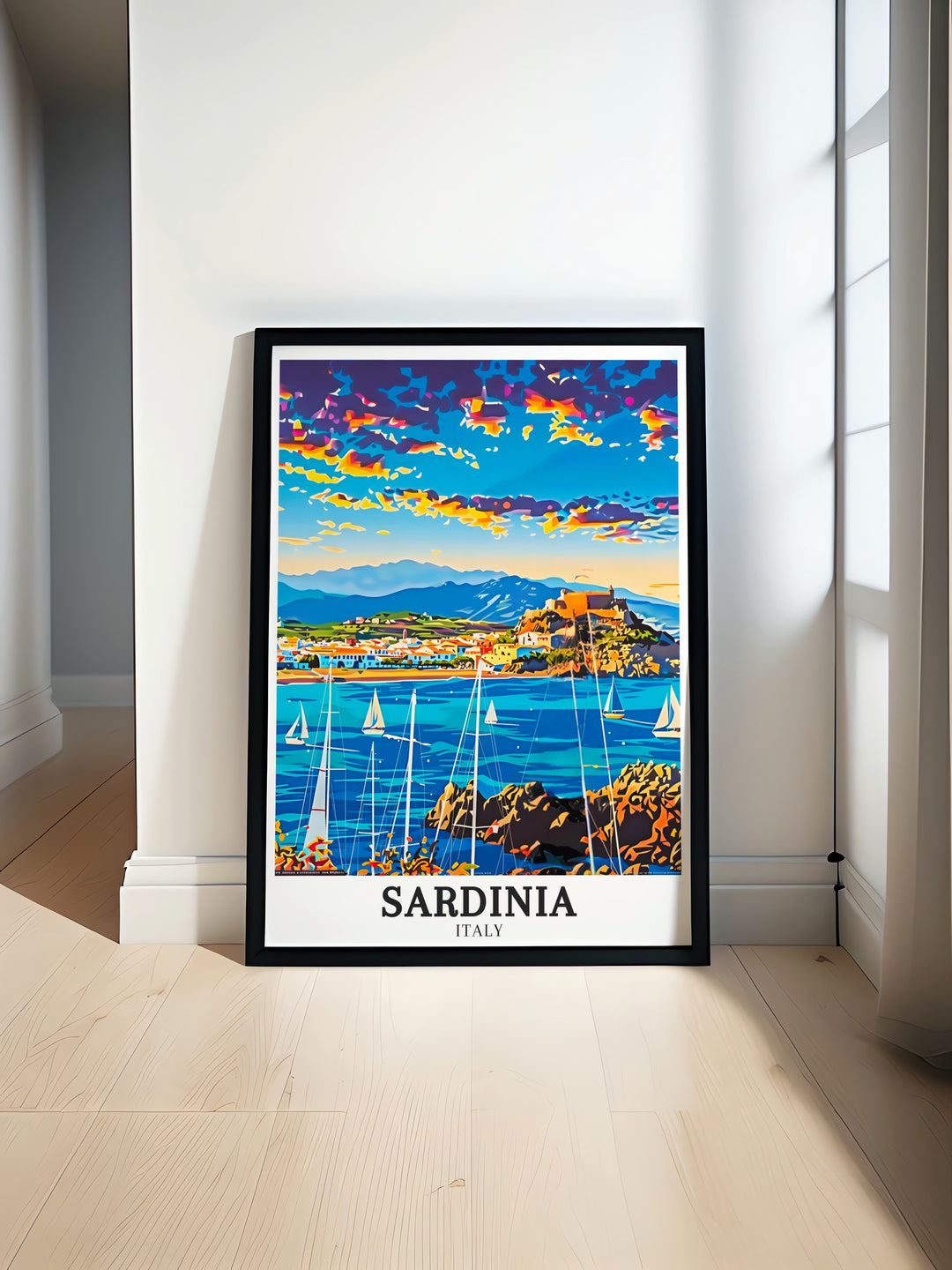 Cala Mariolu Beach Costa Smeralda wall art featuring Sardinia decor and Mediterranean Island beauty. A stunning Sardinia poster print capturing the vibrant colors and Italian heritage that will transform your home into a serene coastal retreat.