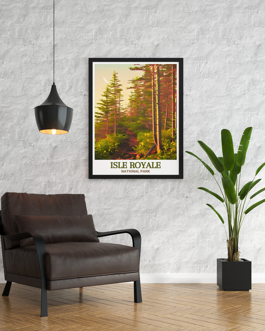 Captivating Greenstone Ridge Trail modern art print perfect for national park gift giving and enhancing the aesthetic appeal of any room with the natural beauty of Isle Royale National Park.