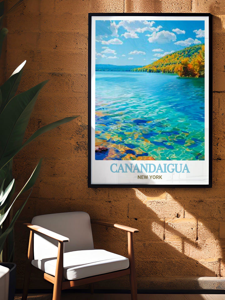 Canandaigua Lake wall art highlighting the peaceful environment and scenic beauty of this New York State treasure. Ideal for nature lovers and art enthusiasts.