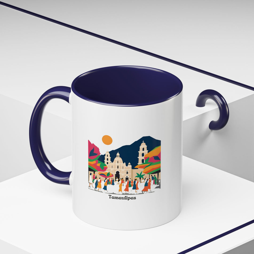 Featuring vibrant designs of Mexico, this Tamaulipas Mexico Mug is a perfect blend of art and function. The 11oz ceramic mug is dishwasher safe and microwave safe, making it convenient for everyday use. An excellent gift for those who love Mexican culture and unique artwork in their daily life.