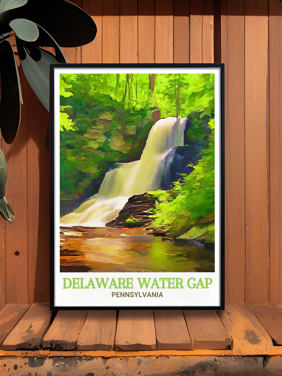 The serene beauty of the Delaware Water Gap is captured in this travel poster, showcasing its green valleys and calm river views. Ideal for adding a peaceful, nature inspired element to your decor, this artwork is a must have for outdoor enthusiasts.