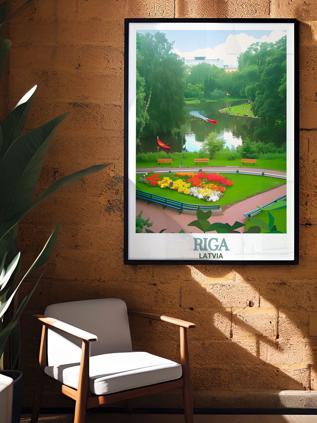 Riga wall poster of Bastejkalna Park, offering a glimpse into the peaceful landscapes and historic architecture of this Latvian landmark. A great way to celebrate your love for travel and city art.