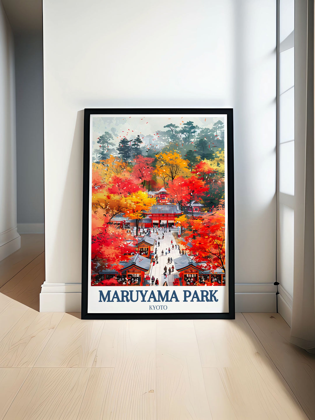 Beautiful Kyoto Yasaka Shrine cherry blossom print showcasing the tranquil Japanese garden perfect for adding elegance to your home decor ideal for anyone who loves Japan and appreciates fine art a great travel poster for any living space