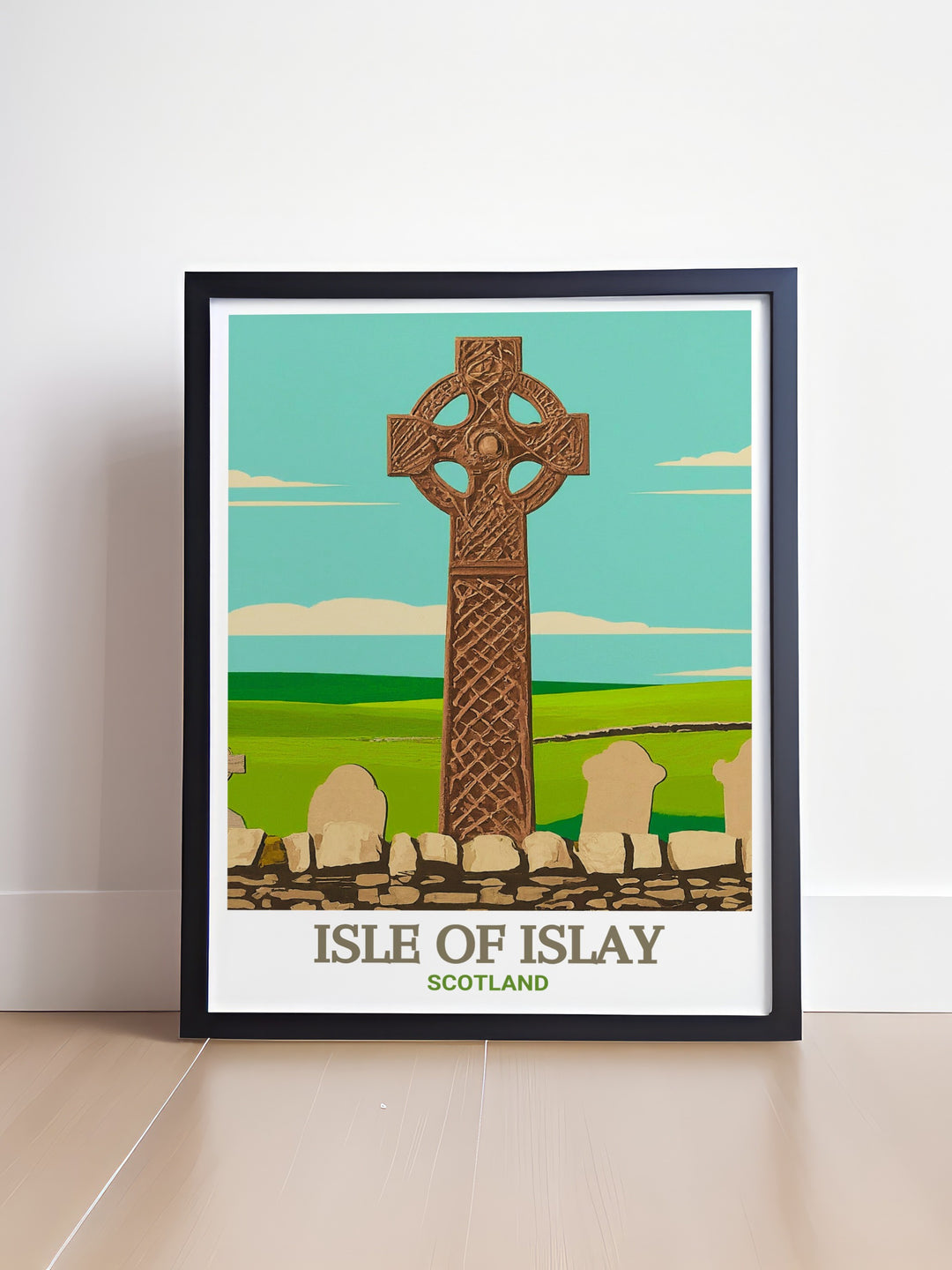 A wall print showcasing the Kildalton Cross on the Isle of Islay, bringing the serene beauty and historical significance of Scotlands landmarks into your home. This print adds a touch of Scottish heritage to any decor.