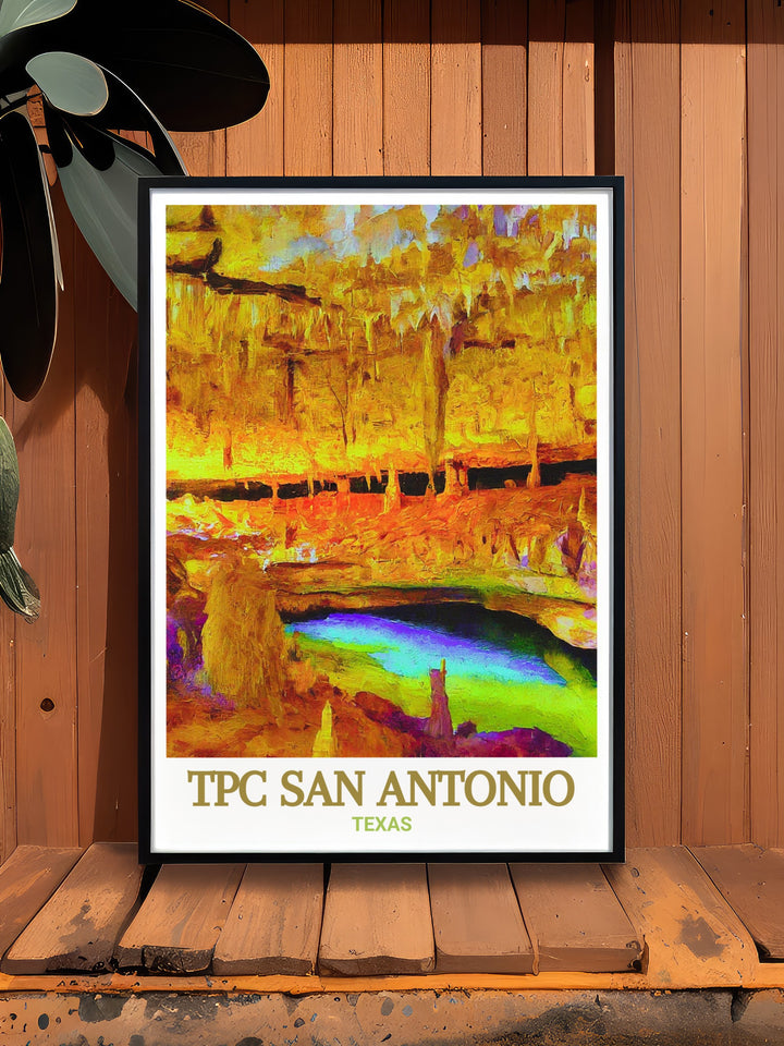 TPC San Antonio Golf Wall Art capturing the elegance of the course alongside Natural Bridge Caverns Framed Prints bringing together the beauty of the game and nature in a captivating and vibrant display for any home or office decor