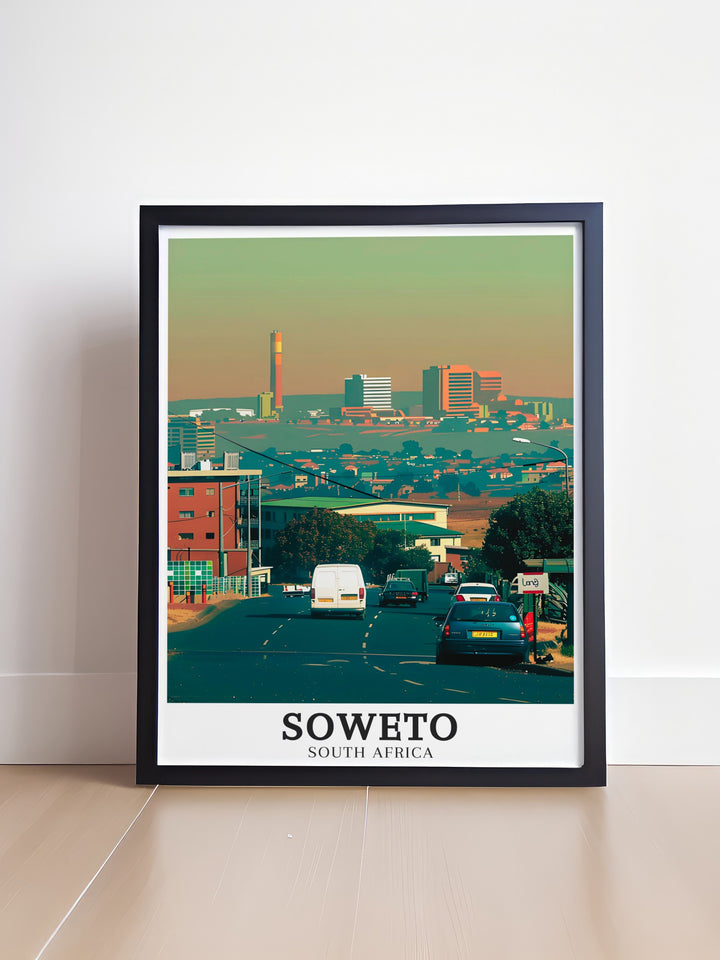 Vintage Poster of Gauteng Province featuring Johannesburg and Soweto, emphasizing the blend of cultural influences and historical sites that make this region a key part of South African heritage.