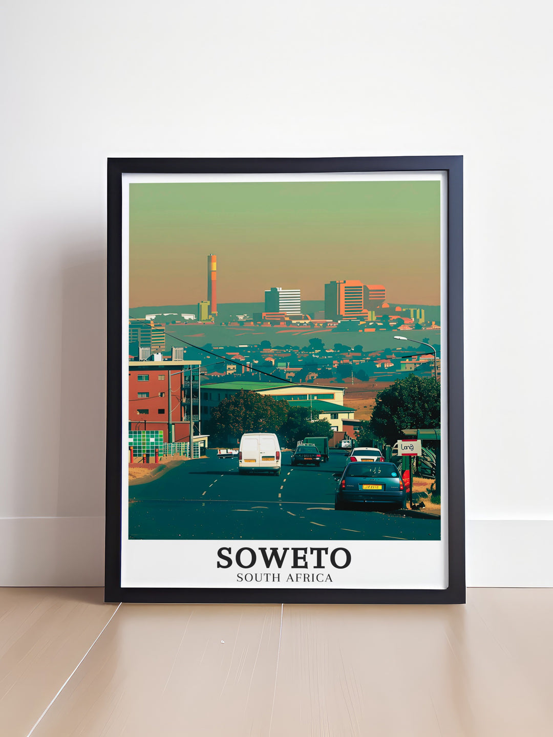 Vintage Poster of Gauteng Province featuring Johannesburg and Soweto, emphasizing the blend of cultural influences and historical sites that make this region a key part of South African heritage.